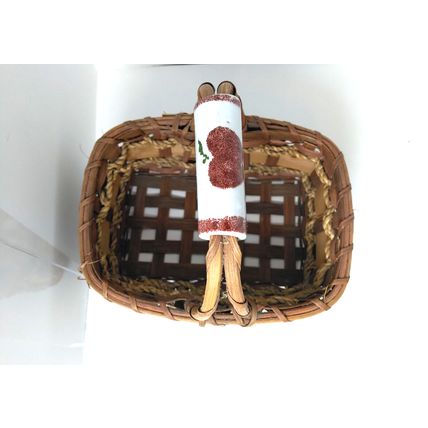 Small Apple Basket w/ Porcelain Handle - Rope Weave - Farmhouse Decor Beautiful