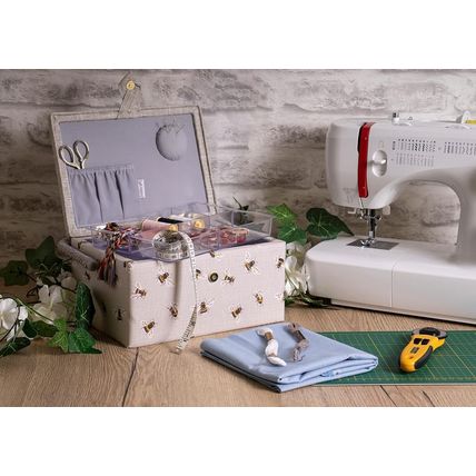HobbyGift Medium Sewing Box (Embroidered) - Bee Design - High Quality Storage