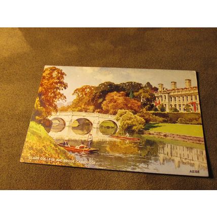 Valentines postcard - Clare College & Bridge, Cambridge - Artist EWH / A1255