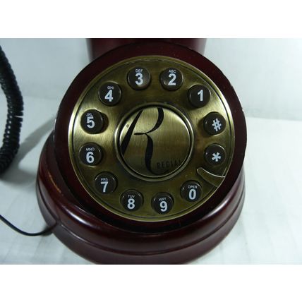 Accent Communications VTG Wood/Antique Bell-Shaped Landline Phone, Cherry,WORKS*