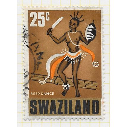 SWAZILAND 1968 REED DANCE CULTURE 25c INCWALA CEREMONY USED fault