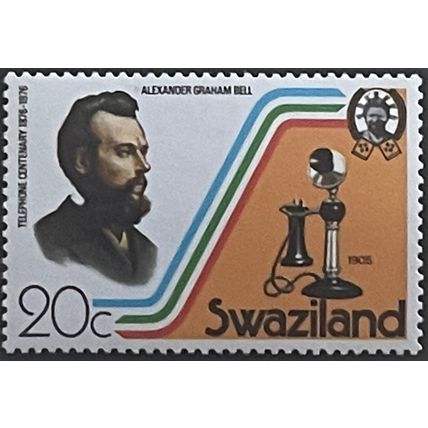 Swaziland QEII 1976 Telephone 20c Graham Bell Mounted Mint MM SG 267 stamp