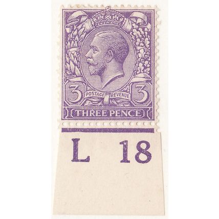GB KGV 1913 3d VIOLET SG375 MOUNTED MINT CONTROL L18