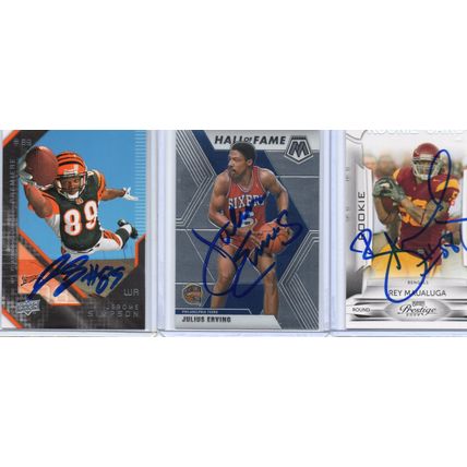 Autographed 3 Card Lot with Julius Erving Signed