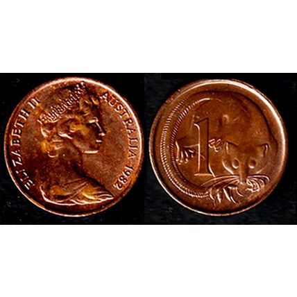 Australia One Cent 1982 Used Coin Possum Queen Elizabeth II 1c QE II