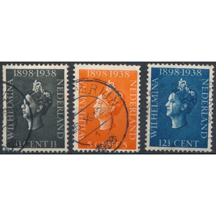 40ʰ Anniv Coronation Queen Wilhelmina - Netherlands 1938 - FH - MiNr 318/20
