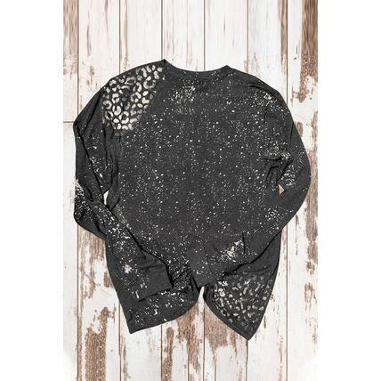Black Retro Bleached Leopard Spot Pullover