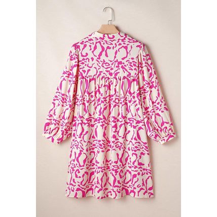 Pink Leopard Print Loose Fit Babydoll Mini Dress