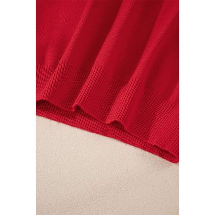 Fiery Red Pearl Beaded Merry Casual Sweater