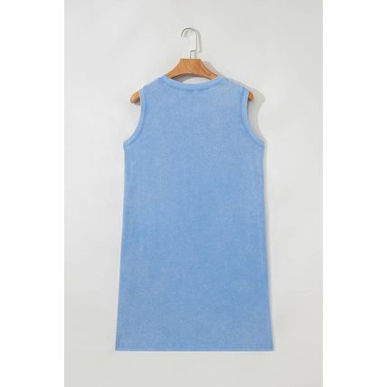 Beau Blue Mineral Wash Tank Mini Dress with Pockets
