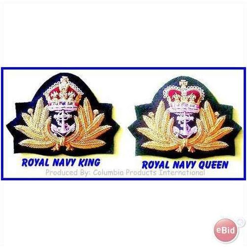 2 ROYAL NAVY OFFICER CAP HAT CAPT KING QUEEN BADGES NEW