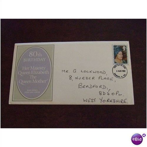 1980 Queen Mother 80th GB PO FDC Bradford date stamp Elizabeth Royalty