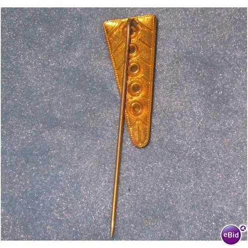Vintage Gold Tone Amber Rhinestone Stick Hat Pin