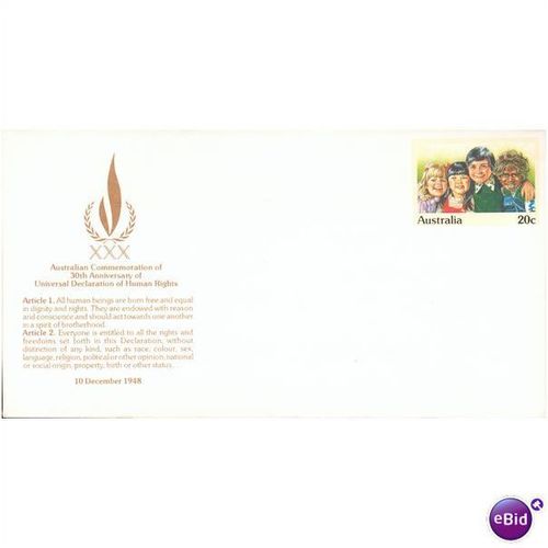Australia Pre-paid 1978 - 30th Anniversary of The Declaration Human Rights