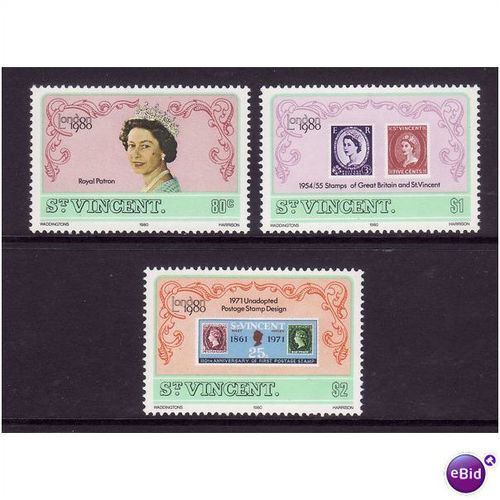 ST VINCENT 1980 LONDON 80 SET 3 VALS U/M MINT