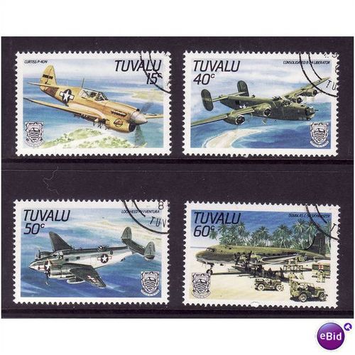 TUVALU 1979 WWII AIRCRAFT SET 4 VALS FINE USED
