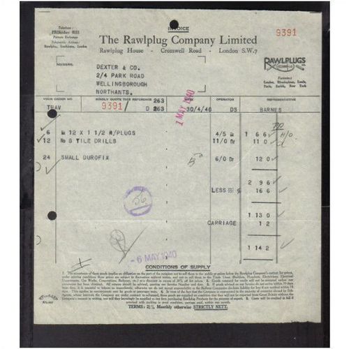 THE RAWPLUG CO LTD, CROMWELL RD, LONDON, SW7, 30-4-1940