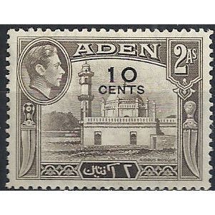 Aden 1951 SG37 10c on 2a Sepia Mounted Mint .. ..