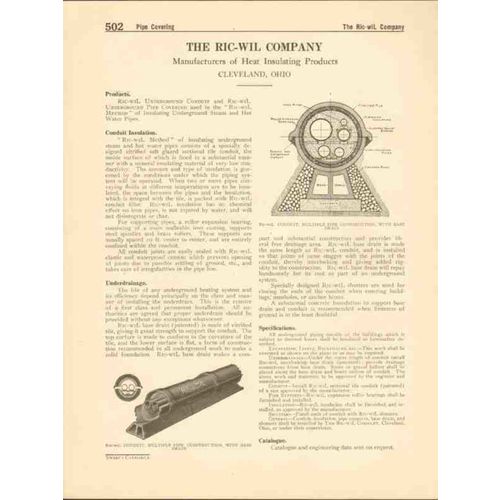 ric-wil company 1916 conduit insulation hot water vintage catalog