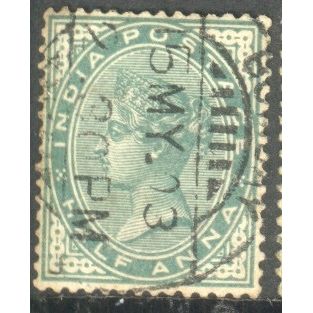 India stamps 1882 - SG 84 - QV ½a green used 9