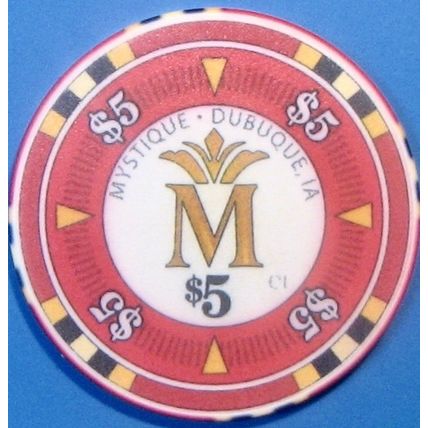 Mystique. $5 Casino Chip. Dubuque, IA. W96