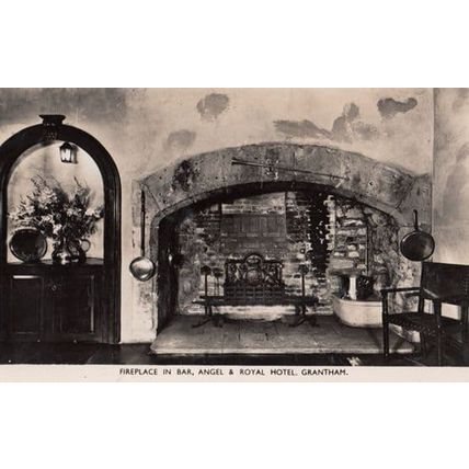 Lincolnshire Bar at Royal Hotel Grantham Hotel Fireplace Real Photo Postcard