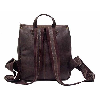 David King & Co. Distressed Leather Laptop Messenger Backpack-BROWN-NEW-FAST