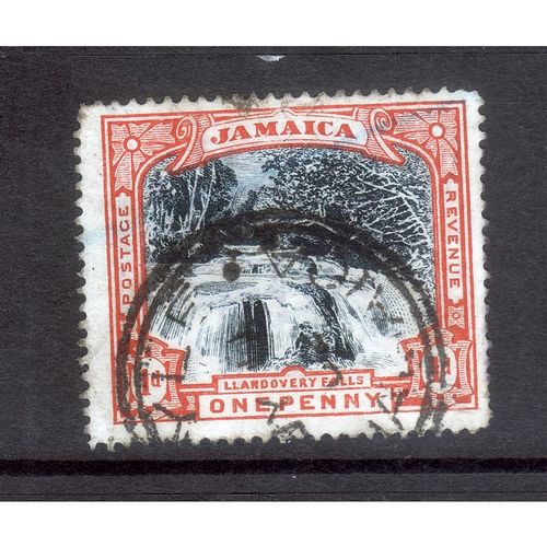 JAMAICA 1901 SG32 1d BLACK AND RED FALLS FINE USED#3
