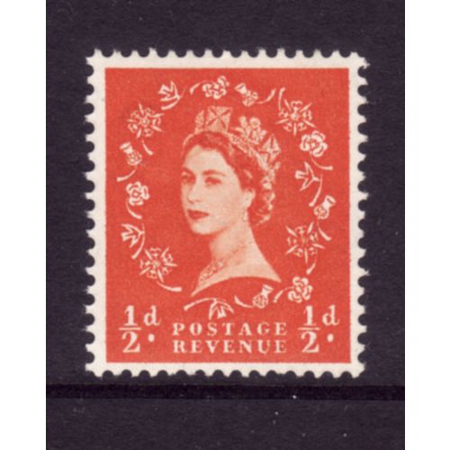 GREAT BRITAIN 1958 CROWNS SG570 1/2d ORANGE RED M MINT#4