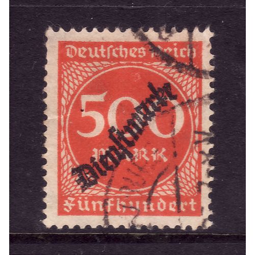 GERMANY 1923 OFFICIAL 500M ORANGE RED SG O280 FINE USED#