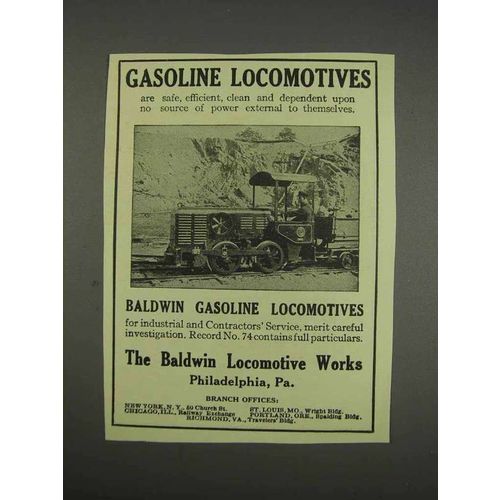 1913 Baldwin Gasoline Locomotives Ad