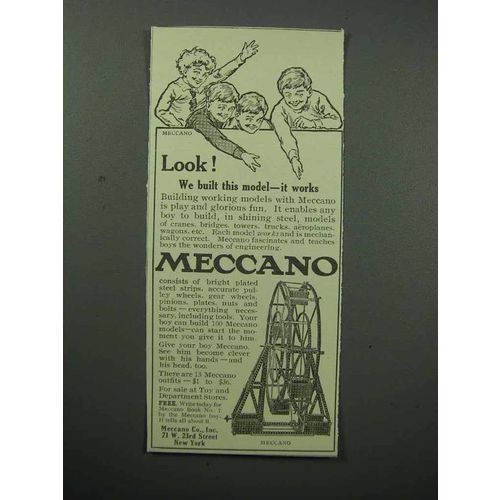 1913 Meccano Toy Ad - We Built This Model, It Works
