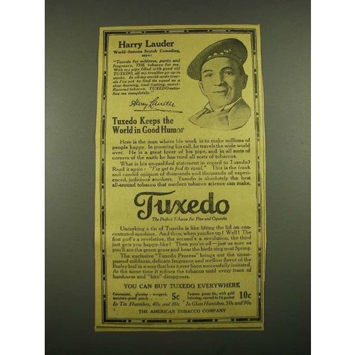 1915 Tuxedo Tobacco Ad - Harry Lauder