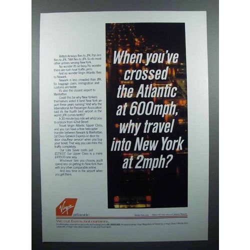 1986 Virgin Atlantic Airline Ad - Crossed Atlantic