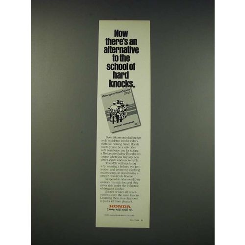 1990 Honda Motorcycles Ad - there's an alternative to the school of hard knocks