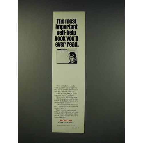 1990 Honda Motorcycles Ad - The most important self-help book you'll ever read