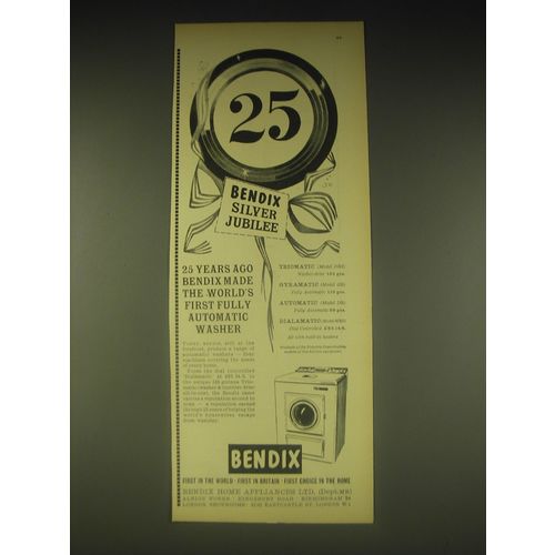 1962 Bendix Automatic Washer Ad - Silver Jubilee 25 years ago