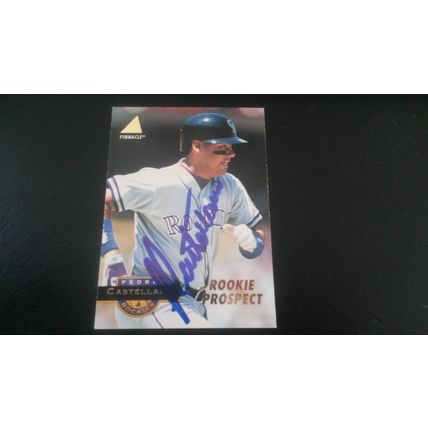 1994 Pinnacle Card # 229 Pedro Castellano Autograph Colorado Rockies