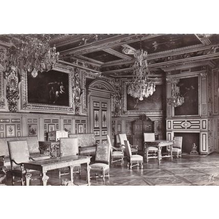 Salon Louis XIII Fontainebleau France Real Photo Postcard unused VGC