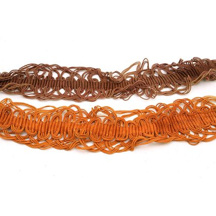 GENUINE ANTIQUE VICTORIAN RUST COLOURED CURTAIN TIE BACKS SHABBY CHIC