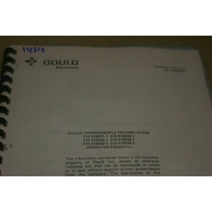 Gould 210-310031-1 Preamplifier Operating Manual 310032-6