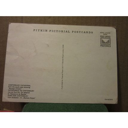 south east view CANTERBURY CATHEDRAL, unused postcard by Pitkin =