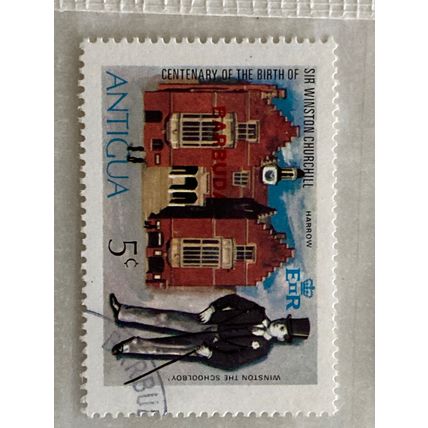 Barbuda 1974 QEII Winston Churchill Birth 5c Harrow School Used SG 198 stamp