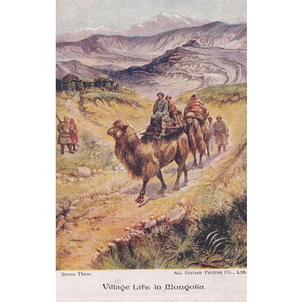 Village Life In Mongolia Antique Transport Old Postcard