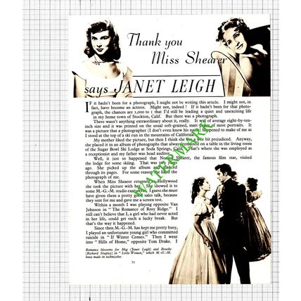 Janet Leigh Actress Norma Shearer - 1949 Article