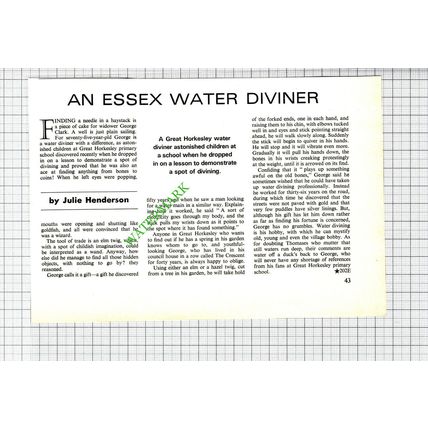 George Clark Great Horkesley Essex Water Diviner -1971 Cutting