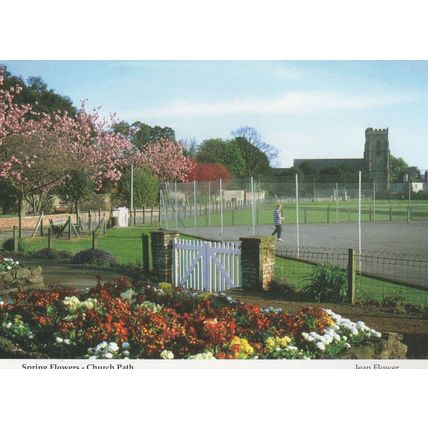Park Bench Tennis Court at Church Path Sidmouth Devon Postcard