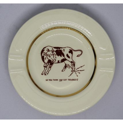 Cute Cow Ashtray Unique MCM Decor with Cow Graphic Art Humor Farmhouse Gift