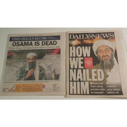 Lot of 2 Newspapers OSAMA is Dead Daily News & Times Herald Record 5/3/2011