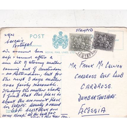 Royal Mail Lines Aragon Postcard used 1968 crease